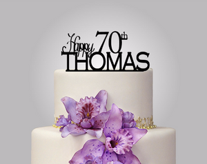 Rustic Wood cake topper "Happy 70th personalized"